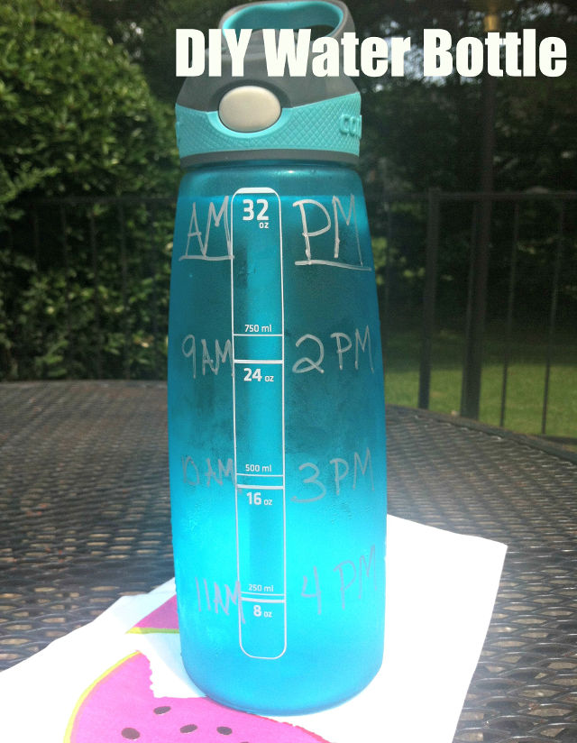 water bottle time markings